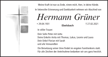 Anzeige von Hermann Grüner von MGO