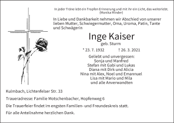 Anzeige von Inge Kaiser von MGO
