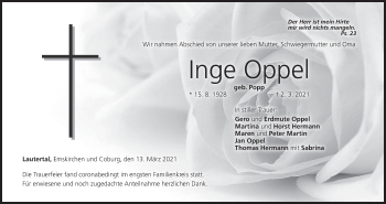 Anzeige von Inge Oppel von MGO