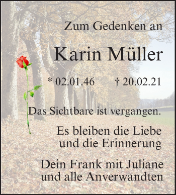 Anzeige von Karin Müller von MGO