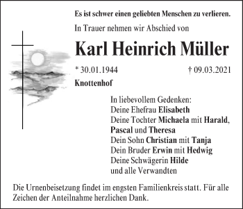 Anzeige von Karl Heinrich Müller von MGO