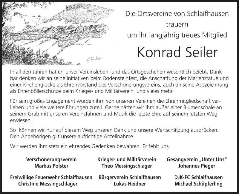  Traueranzeige für Konrad Seiler vom 22.03.2021 aus MGO