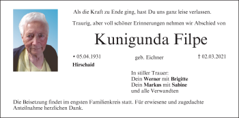 Anzeige von Kunigunda Filpe von MGO