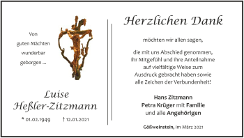 Anzeige von Luise Heßler-Zitzmann von MGO