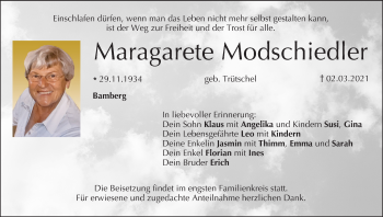 Anzeige von Maragarete Modschiedler von MGO