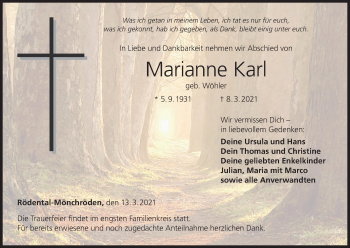 Anzeige von Marianne Karl von MGO