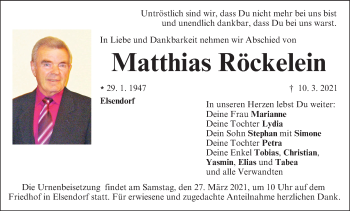 Anzeige von Matthias Röckelein von MGO