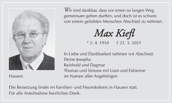 Anzeige von Max Kiefl von MGO