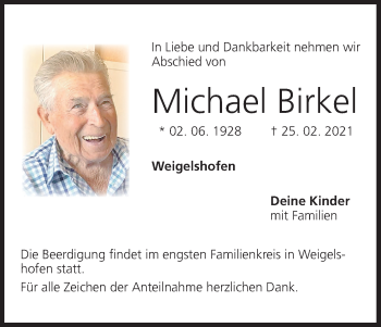 Anzeige von Michael Birkel von MGO