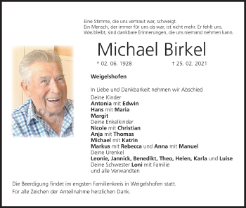 Anzeige von Michael Birkel von MGO
