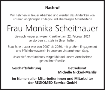 Anzeige von Monika Scheithauer von MGO
