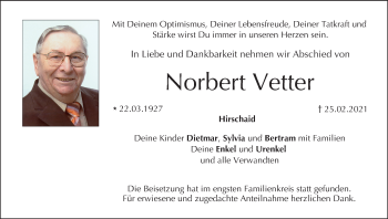 Anzeige von Norbert Vetter von MGO