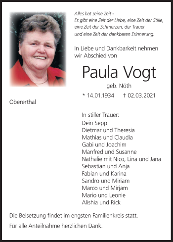Anzeige von Paula Vogt von MGO