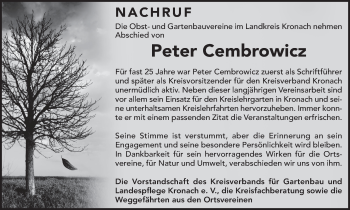 Anzeige von Peter Cembrowicz von MGO