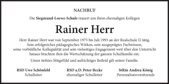 Anzeige von Rainer Herr von MGO