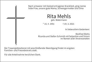 Anzeige von Rita Mehls von MGO