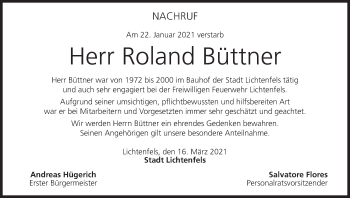 Anzeige von Roland Büttner von MGO