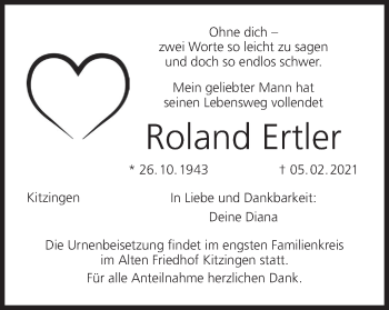 Anzeige von Roland Ertler von MGO