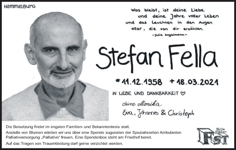  Traueranzeige für Stefan Fella vom 23.03.2021 aus MGO