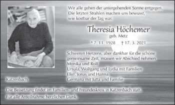 Anzeige von Theresia Höchemer von MGO