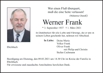 Anzeige von Werner Frank von MGO