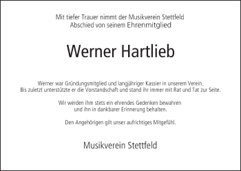 Anzeige von Werner Hartlieb von MGO