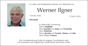 Anzeige von Werner Ilgner von MGO
