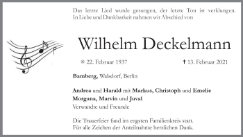 Anzeige von Wilhelm Deckelmann von MGO