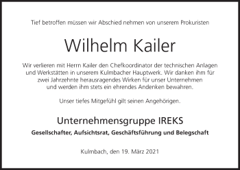 Anzeige von Wilhelm Kailer von MGO