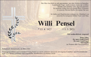 Anzeige von Willi Pensel von MGO