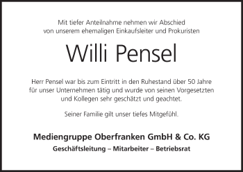 Anzeige von Willi Pensel von MGO