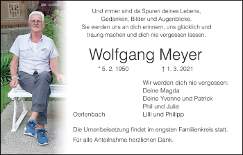 Anzeige von Wolfgang Meyer von MGO