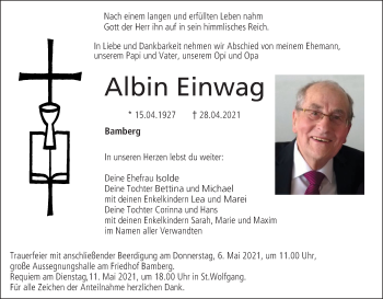 Anzeige von Albin Einwag von MGO