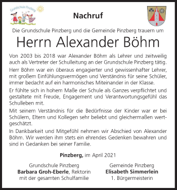 Anzeige von Alexander Böhm von MGO