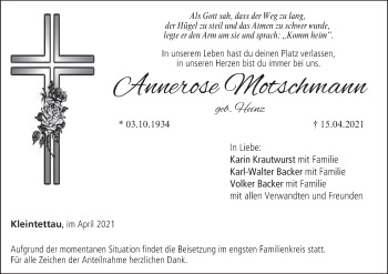Anzeige von Annerose Motschmann von MGO