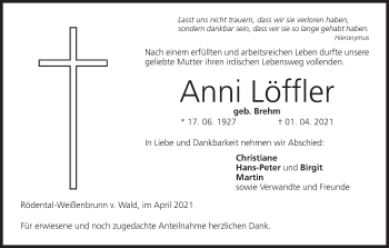 Anzeige von Anni Löffler von MGO