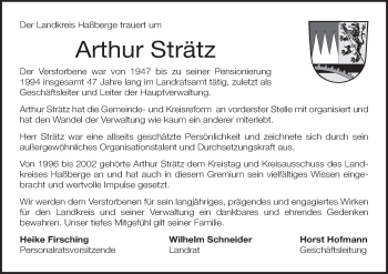 Anzeige von Arthur Strätz von MGO
