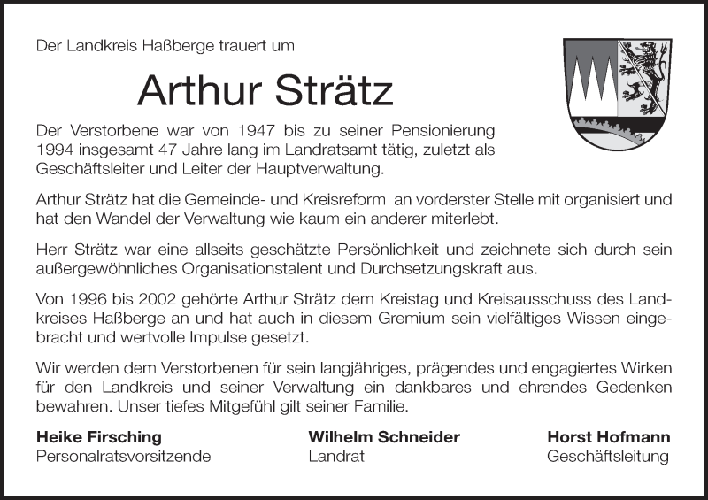  Traueranzeige für Arthur Strätz vom 28.04.2021 aus MGO