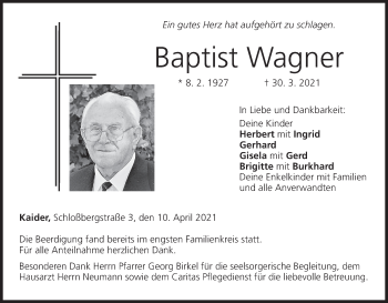 Anzeige von Baptist Wagner von MGO