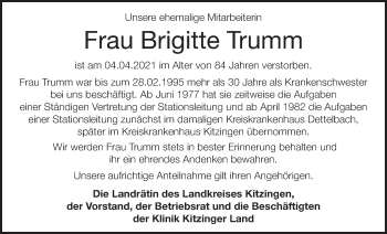 Anzeige von Brigitte Trumm von MGO