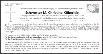 Anzeige von Christine Köberlein von MGO