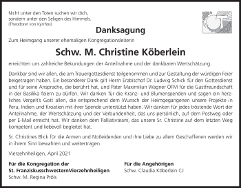 Anzeige von Christine Köberlein von MGO