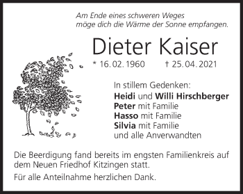 Anzeige von Dieter Kaiser von MGO