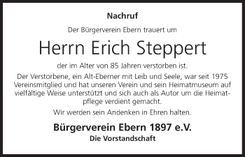 Anzeige von Erich Steppert von MGO