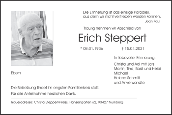 Anzeige von Erich Steppert von MGO