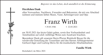Anzeige von Franz Wirth von MGO