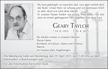 Anzeige von Geary Taylor von MGO