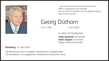 Anzeige von Georg Düthorn von MGO