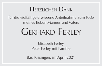 Anzeige von Gerhard Ferley von MGO