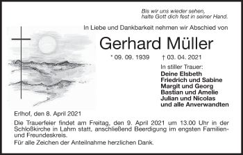 Anzeige von Gerhard Müller von MGO